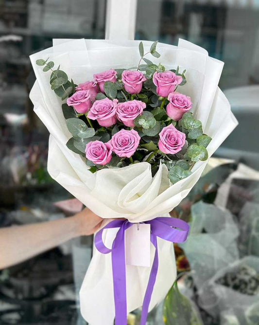 Love Potion - 10 Purple Roses Bouquet - BestBloomBuddy
