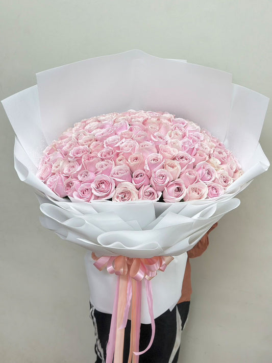 Century of Sweetness - 100 Pink Roses Bouquet - BestBloomBuddy