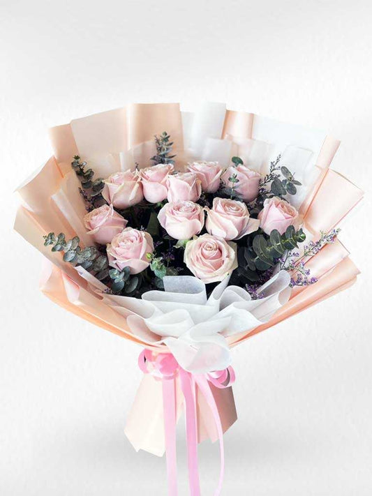Pink Love - 10 Pink Roses Bouquet - BestBloomBuddy