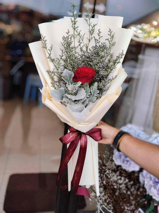 One & Only - Single Red Rose Bouquet - BestBloomBuddy