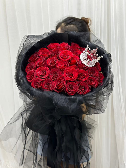 Queen’s Desire - 50 Red Roses Bouquet - BestBloomBuddy