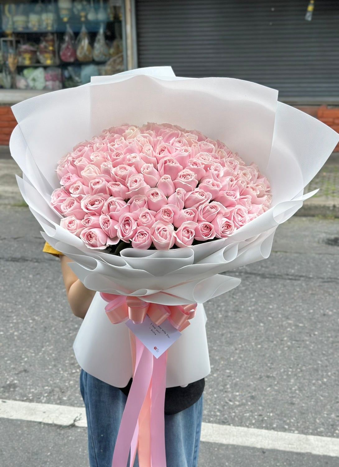Century of Sweetness - 100 Pink Roses Bouquet - BestBloomBuddy