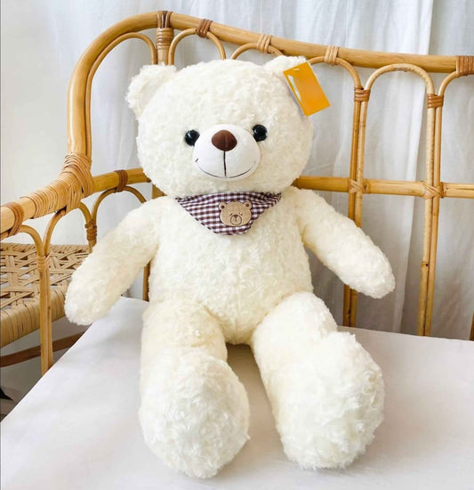 Vanilla Cream Teddy Bear — ตุ๊กตาหมีน่ารัก (สีขาว) - BestBloomBuddy