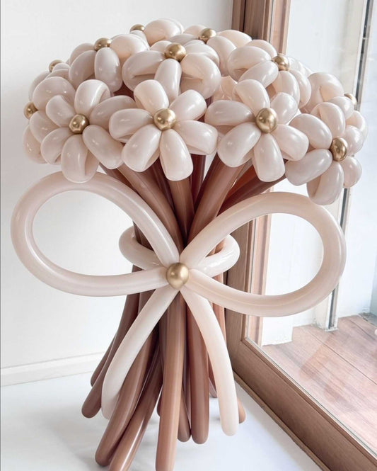 Creamy Charm – Balloon Flower Bouquet - BestBloomBuddy