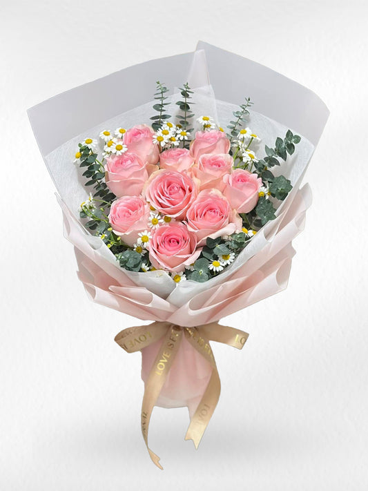 Love of My Life - 10 Pink Roses Bouquet - BestBloomBuddy