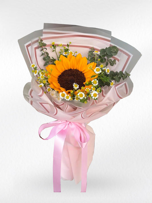 Sunbeam Kiss – Single Sunflower Bouquet - BestBloomBuddy