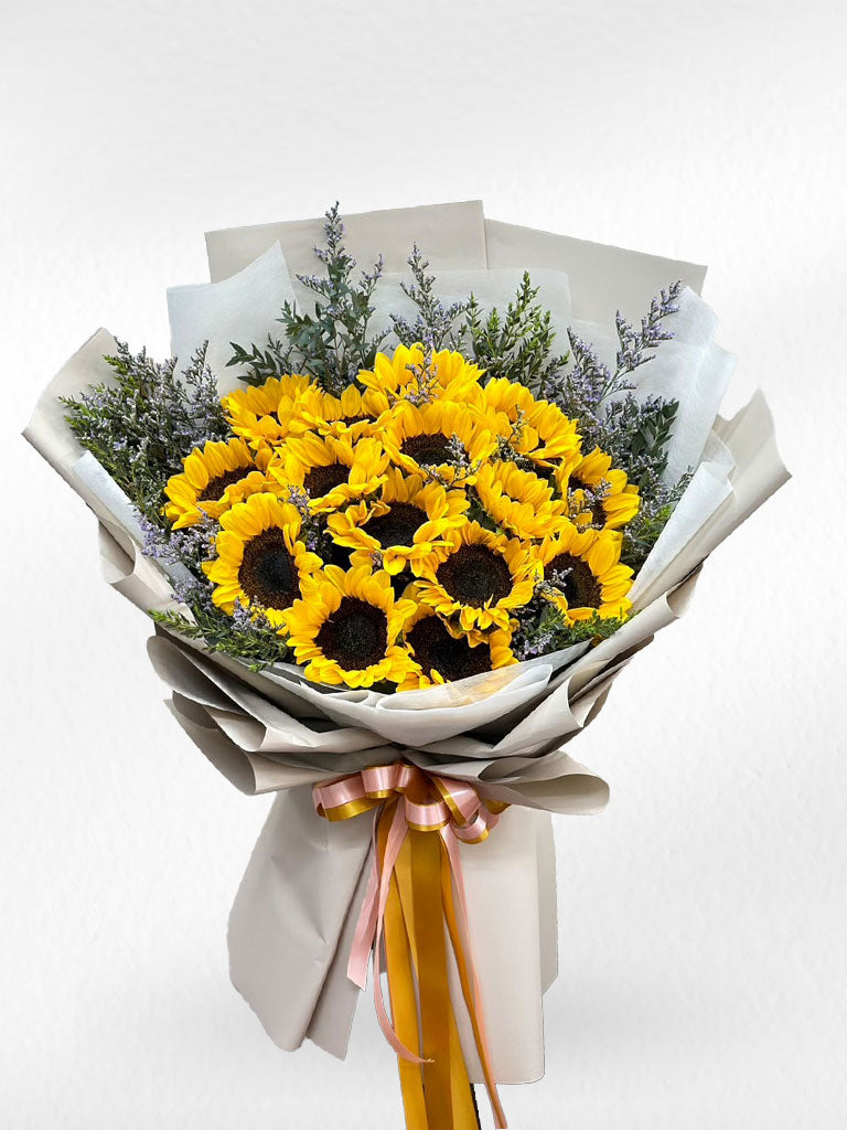 Sunny Cheer - 15 Sunflowers Bouquet - BestBloomBuddy