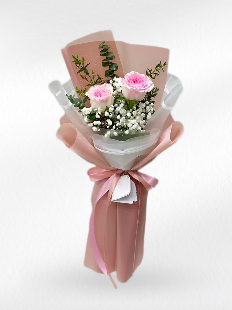 Our Love - 2 Pink Roses Bouquet - BestBloomBuddy