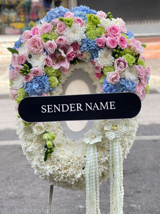 Tranquil Farewell – Fresh Flower Wreath - BestBloomBuddy