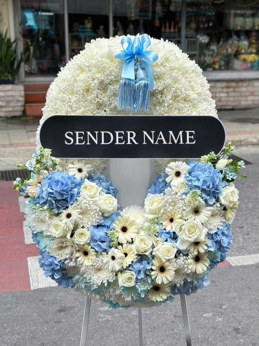 Skyward Tribute – Fresh Flower Wreath - BestBloomBuddy