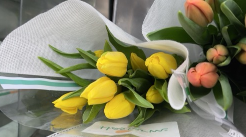 Timeless Tulips - 30 Tulips in Flower Vase - BestBloomBuddy