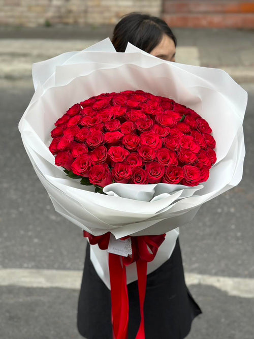 All My Love - 100 Red Roses Bouquet | Valentine's Day Collection - BestBloomBuddy