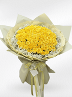 Bouquet of 100 yellow roses from BestBloomBuddy, arranged in a lush, vibrant rose bouquet perfect for special occasions.