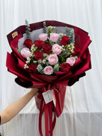 All My Heart – 15 Pink & Red Roses Bouquet - BestBloomBuddy