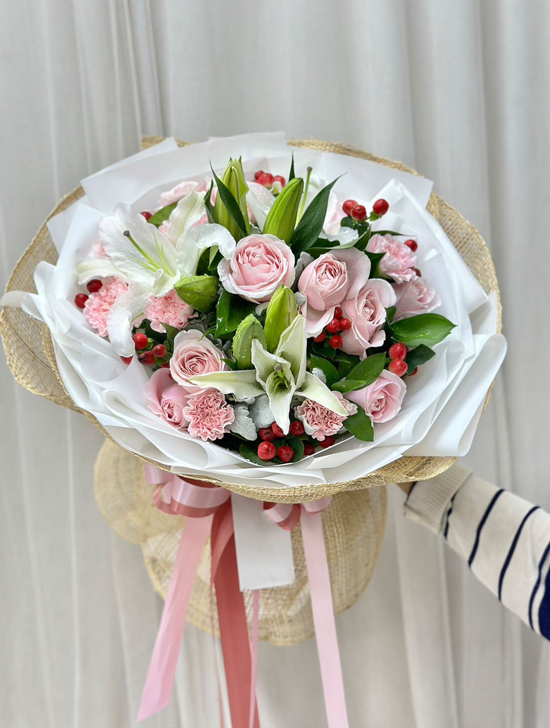 Simply Gorgeous – Lilies, Carnations and Roses Bouquet - BestBloomBuddy