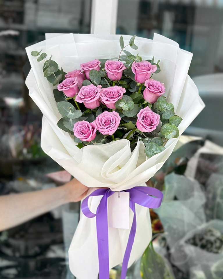 Love Potion - 10 Purple Roses Bouquet - BestBloomBuddy