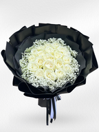 Moon & Shadow — 20 White Roses With Baby's Breath Bouquet