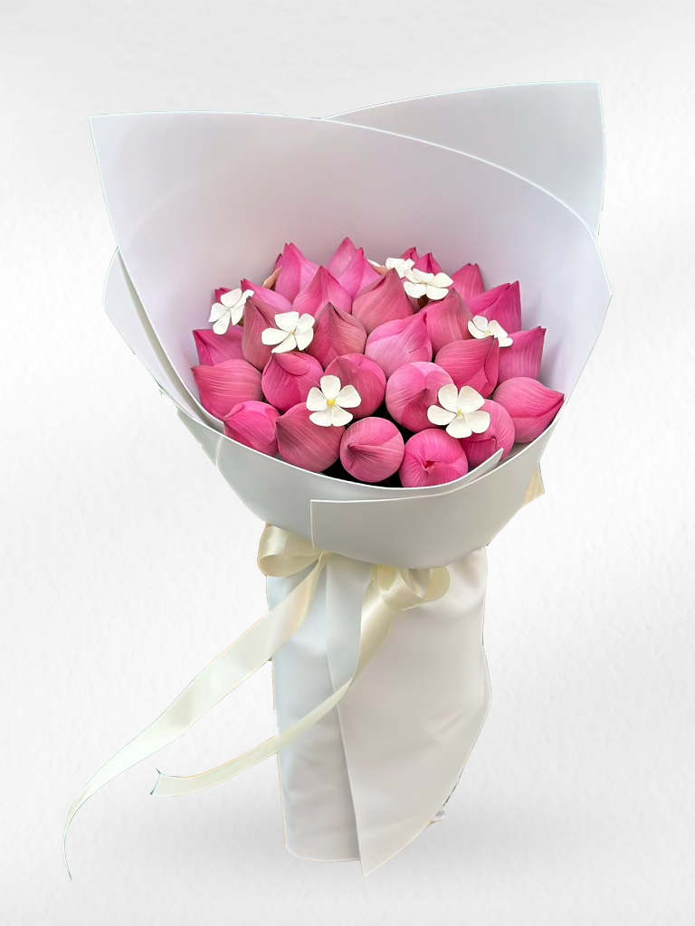 Pure Grace – 20 Pink Lotus Bouquet - BestBloomBuddy
