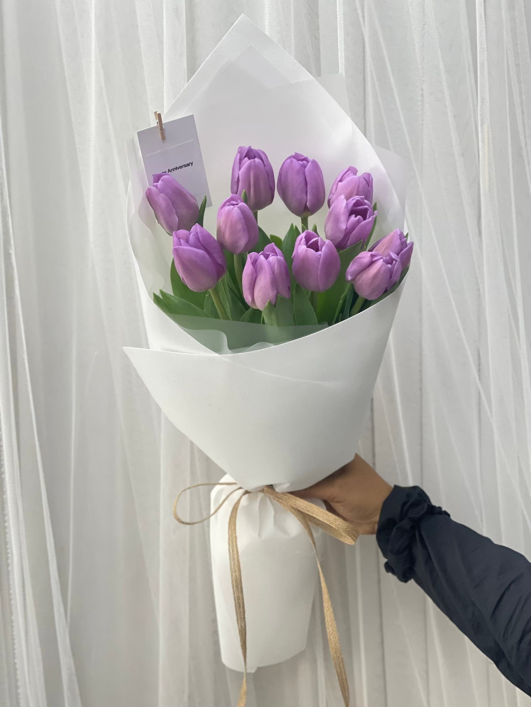 Lavender Kiss – 10 Purple Tulips Bouquet - BestBloomBuddy