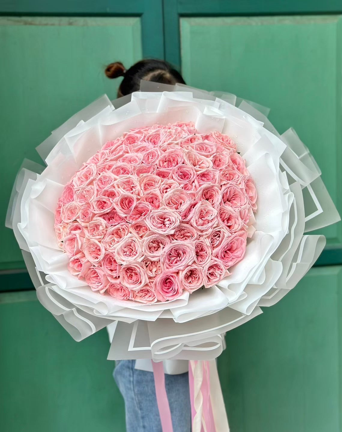 Eternal Blossom – 100 Pink Peony Roses (Garden Roses) - BestBloomBuddy