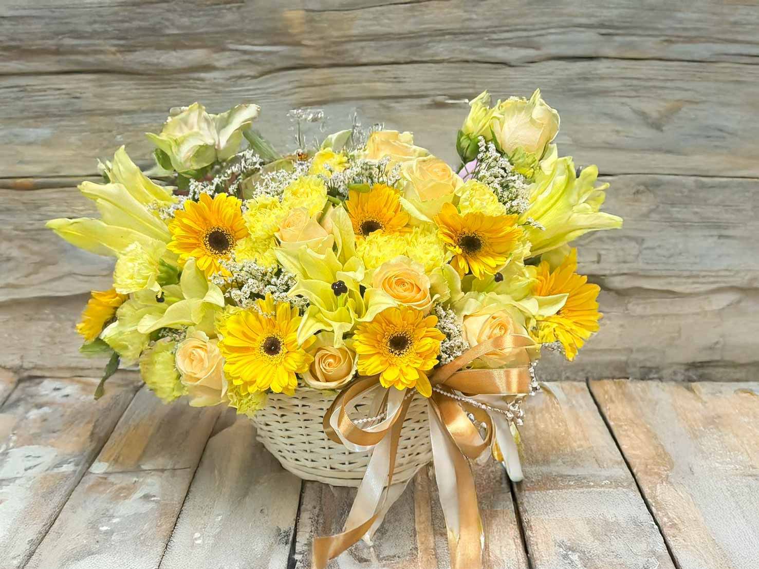 Sunny Delight - Flower Basket - BestBloomBuddy