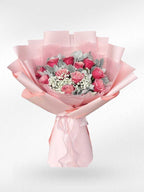 Pure Romance - 10 Pink Roses Bouquet - BestBloomBuddy