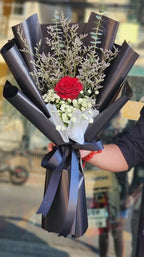 One & Always – Single Red Rose Bouquet - BestBloomBuddy