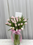 Timeless Tulips - 30 Tulips in Flower Vase - BestBloomBuddy