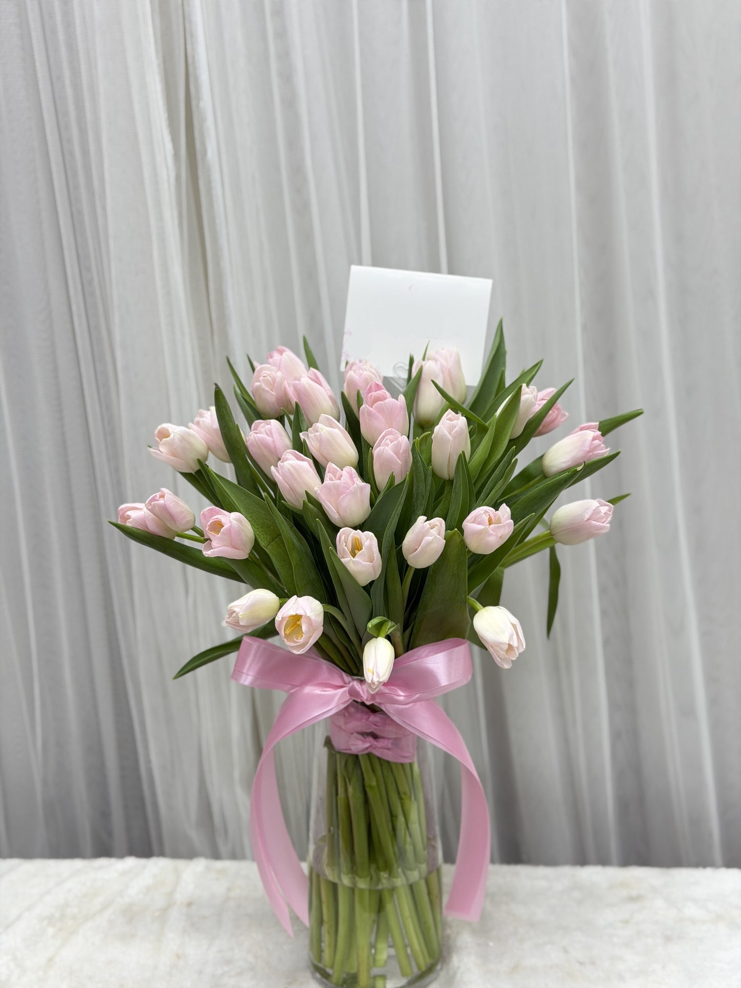 Timeless Tulips - 30 Tulips in Flower Vase - BestBloomBuddy