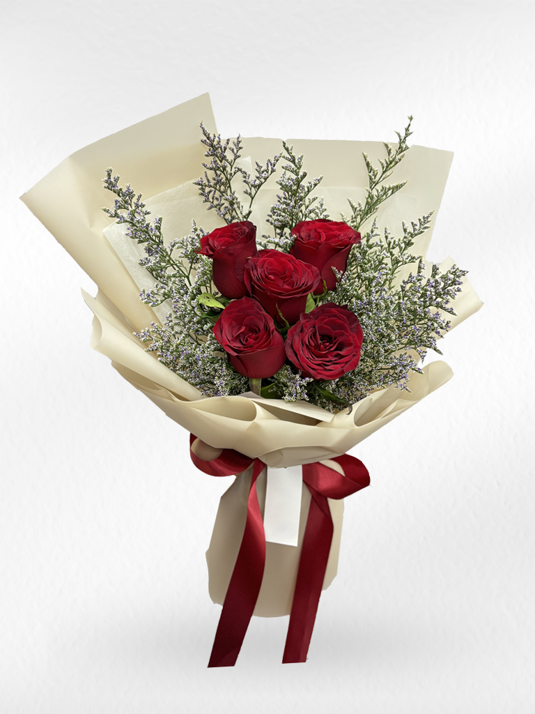 Sweet Love - 5 Red Roses Bouquet | Valentine's Day Collection - BestBloomBuddy