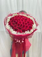 Love’s Flame - 50 Red Roses Bouquet - BestBloomBuddy
