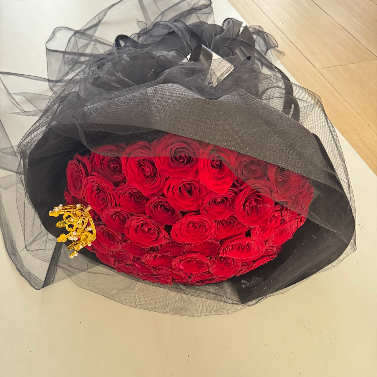 Queen’s Desire - 50 Red Roses Bouquet - BestBloomBuddy