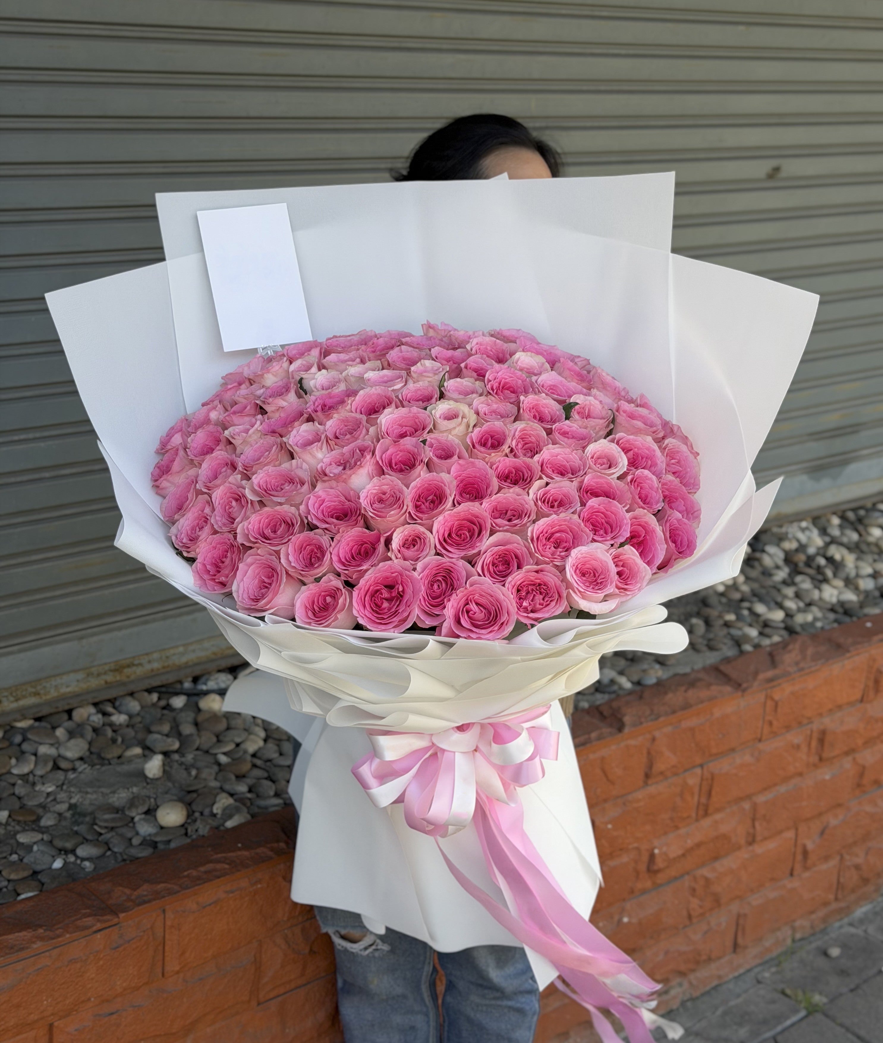 Century of Sweetness - 100 Pink Roses Bouquet - BestBloomBuddy