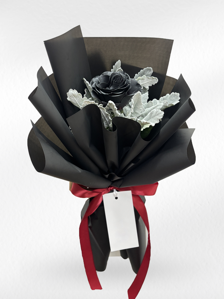 Black Velvet – Single Black Rose Bouquet - BestBloomBuddy
