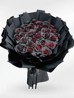 Black roses bouquet featuring 30 dark-colored roses from BestBloomBuddy, arranged in a lush, elegant floral display