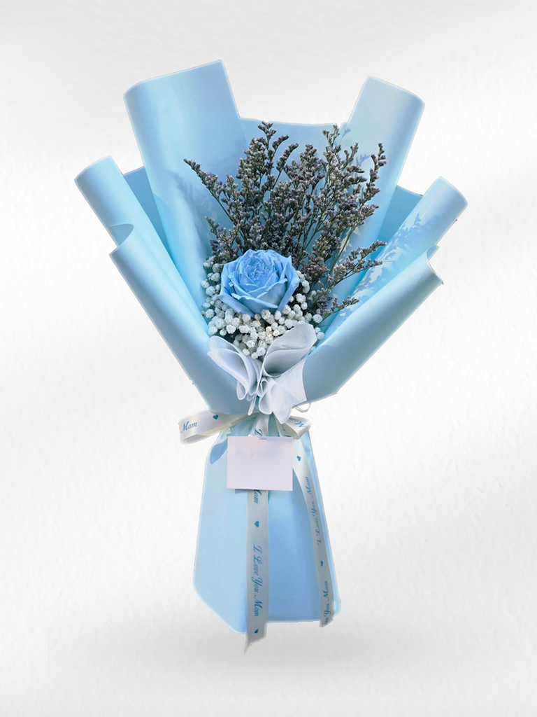 A Simple Love – Single Blue Rose Bouquet