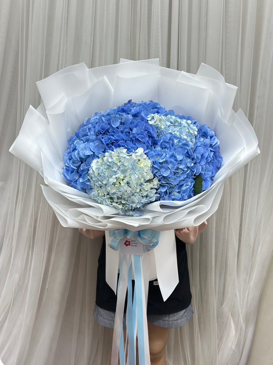 Ocean Blossom – Blue Hydrangea Bouquet - BestBloomBuddy