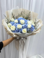 Flower_Bouquet_Blue_Hydrangea_with_White_Flower - BestBloomBuddy