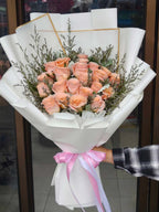 You Are Amazing – 20 Peach Roses Bouquet - BestBloomBuddy