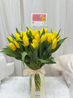 Timeless Tulips - 30 Tulips in Flower Vase - BestBloomBuddy