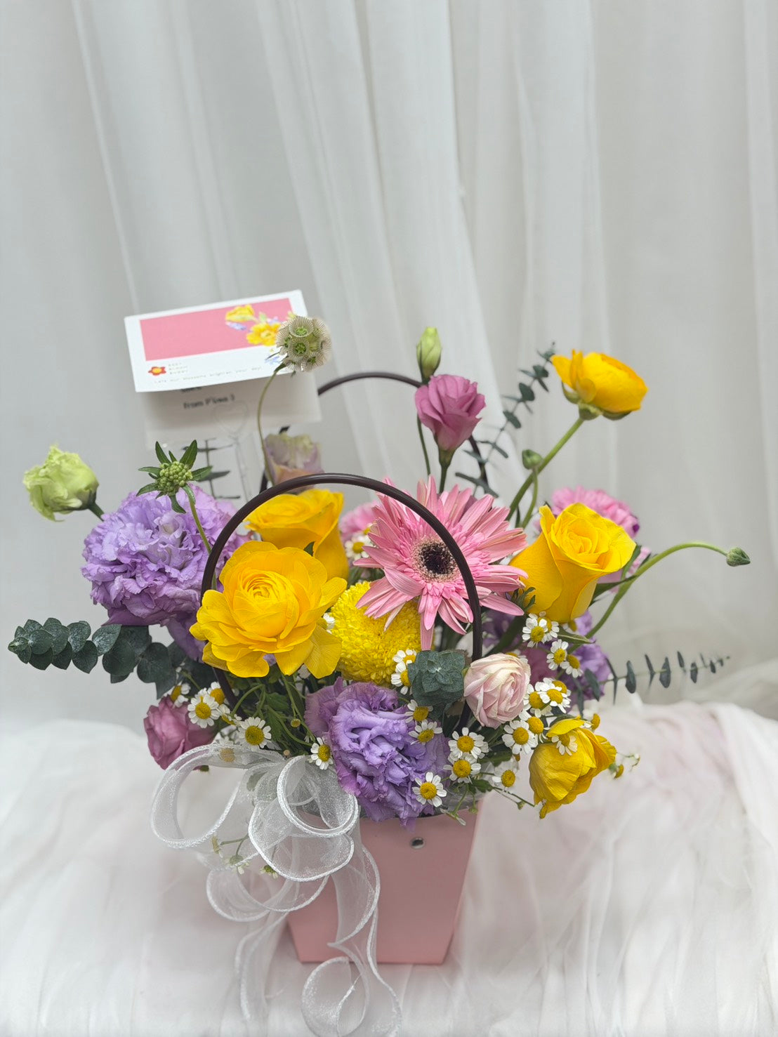 Pastel Delight – Flower Basket - BestBloomBuddy