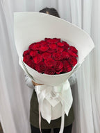All My Love – 30 Red Roses Bouquet (White Wrap) - BestBloomBuddy