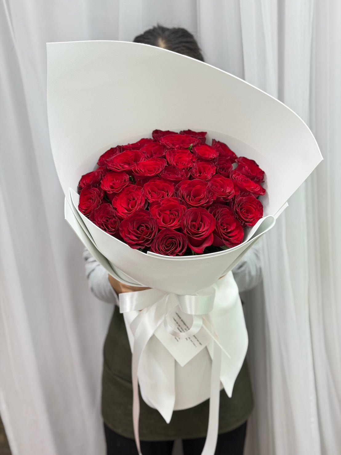 All My Love – 30 Red Roses Bouquet (White Wrap)