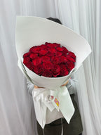 All My Love – 30 Red Roses Bouquet (White Wrap) - BestBloomBuddy