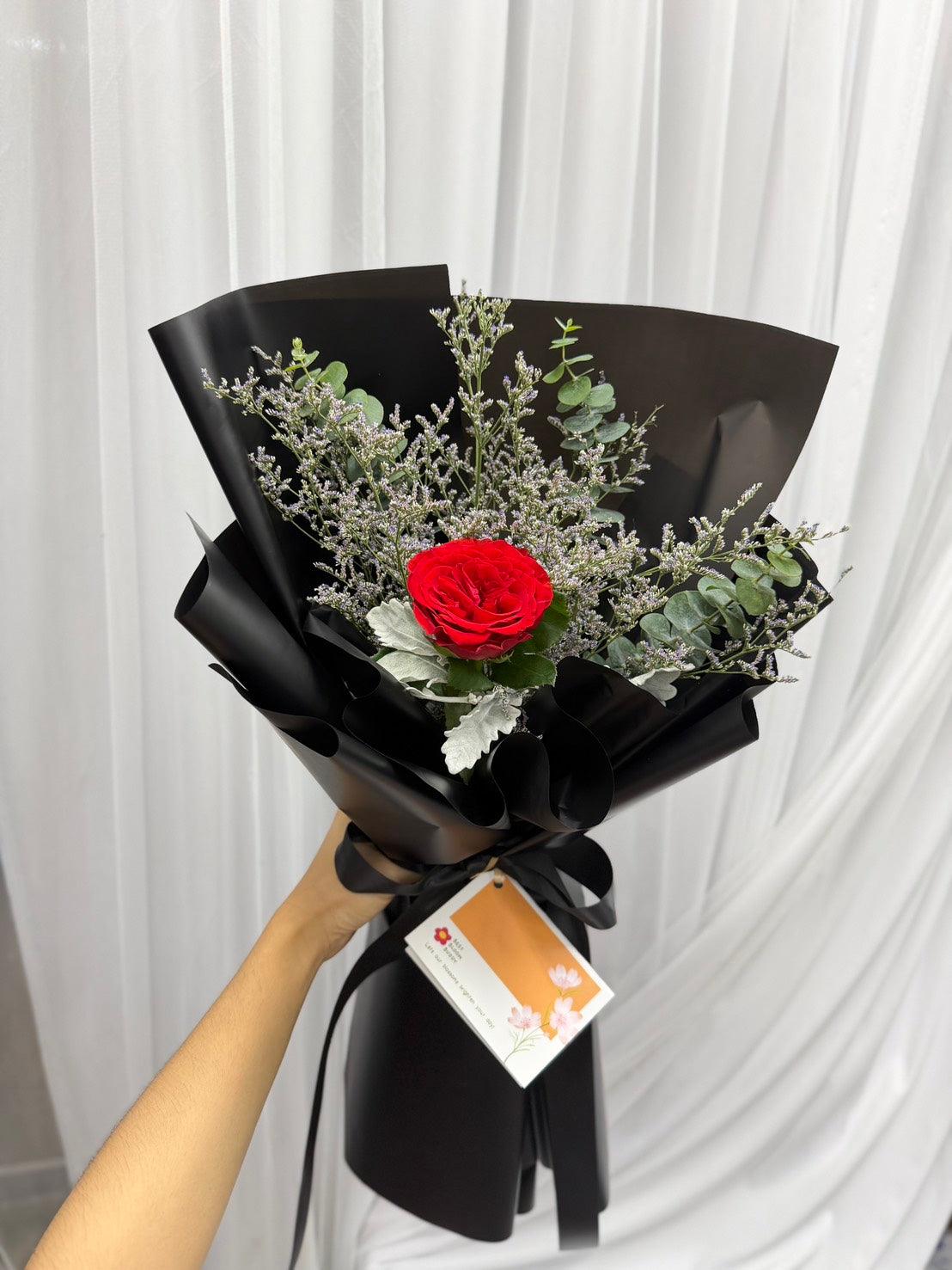 One & Always – Single Red Rose Bouquet - BestBloomBuddy