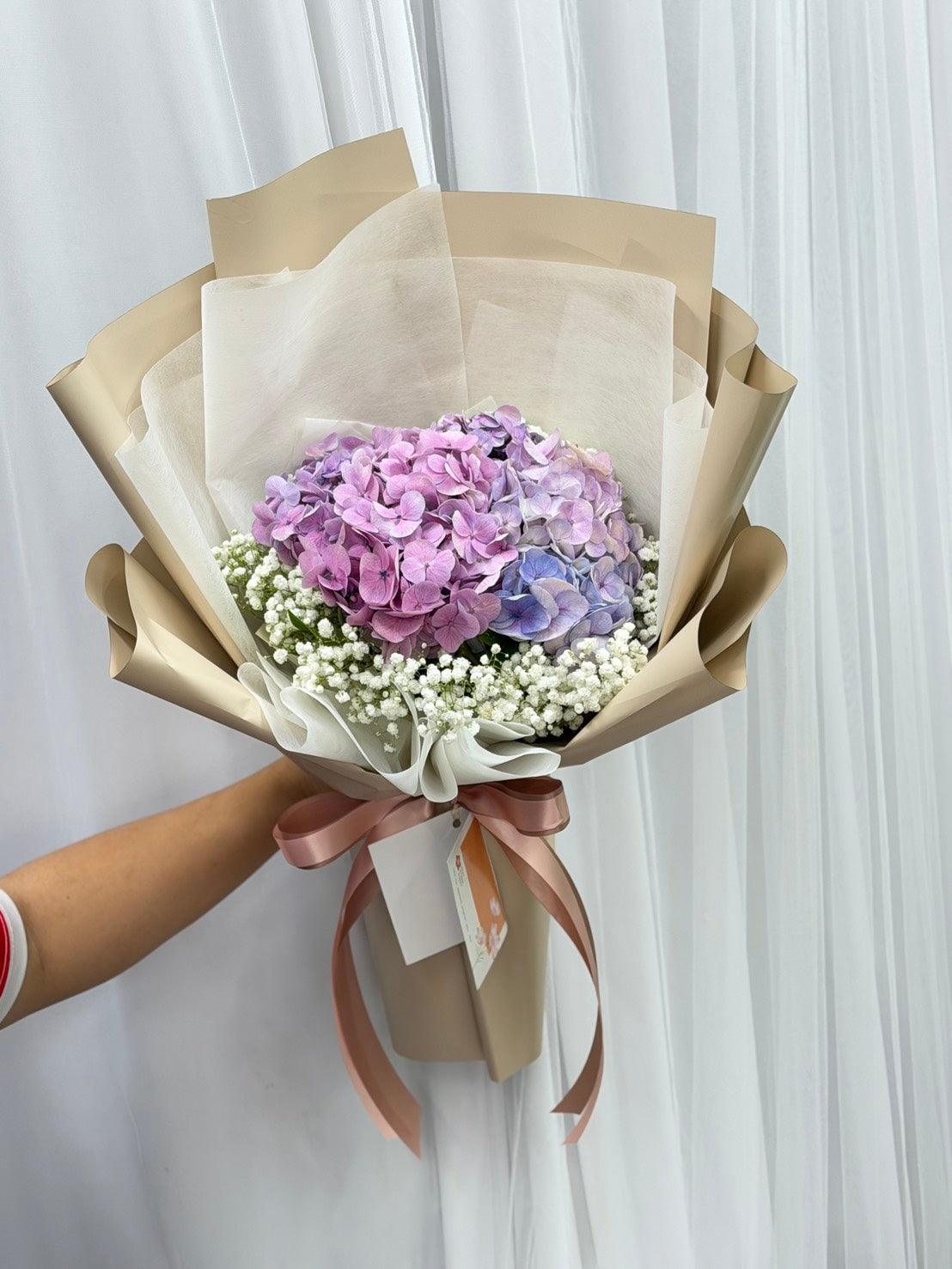 Gentle "Purple" Pastel - Hydrangea Bouquet - BestBloomBuddy