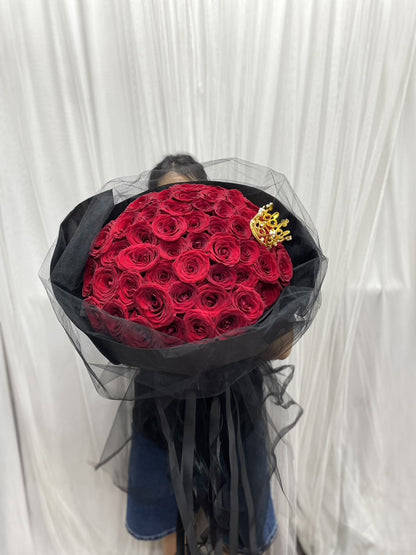 Queen’s Desire - 50 Red Roses Bouquet - BestBloomBuddy