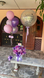 Violet orchid flower in a decorative flower box, showcasing vibrant petals and lush green leaves, from BestBloomBuddy.