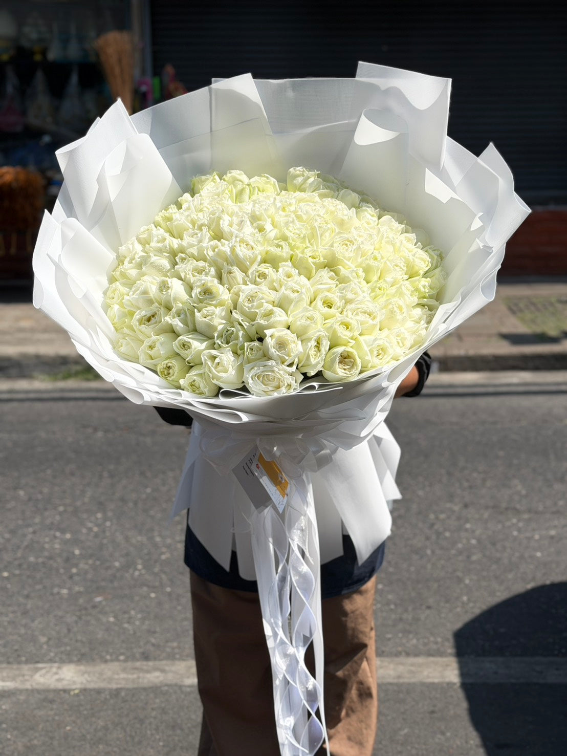 Century of Grace  - 100 White Roses Bouquet - BestBloomBuddy