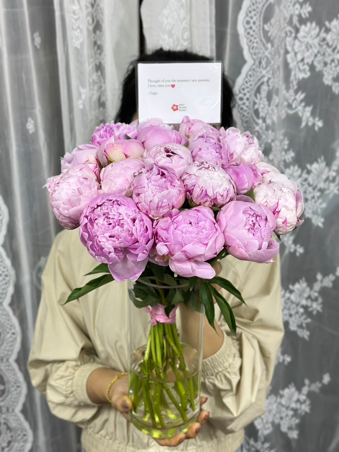 Timeless Grace - Pink Peony Flower Vase
